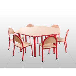 STÓŁ 6 KĄTNY Z KRZESŁAMI